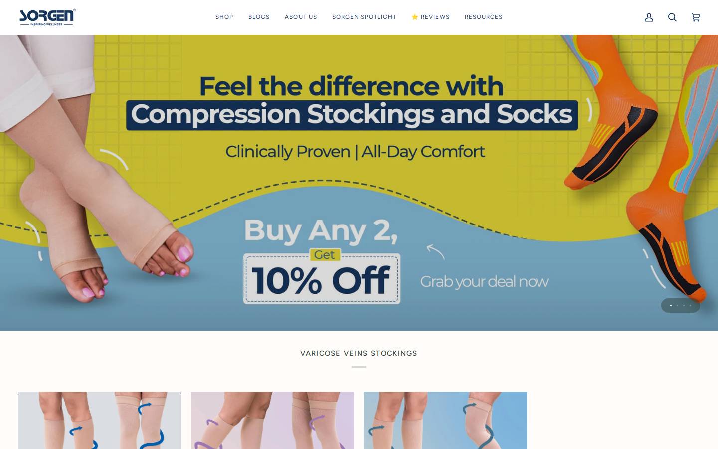 CompressionStockings.com homepage screenshot