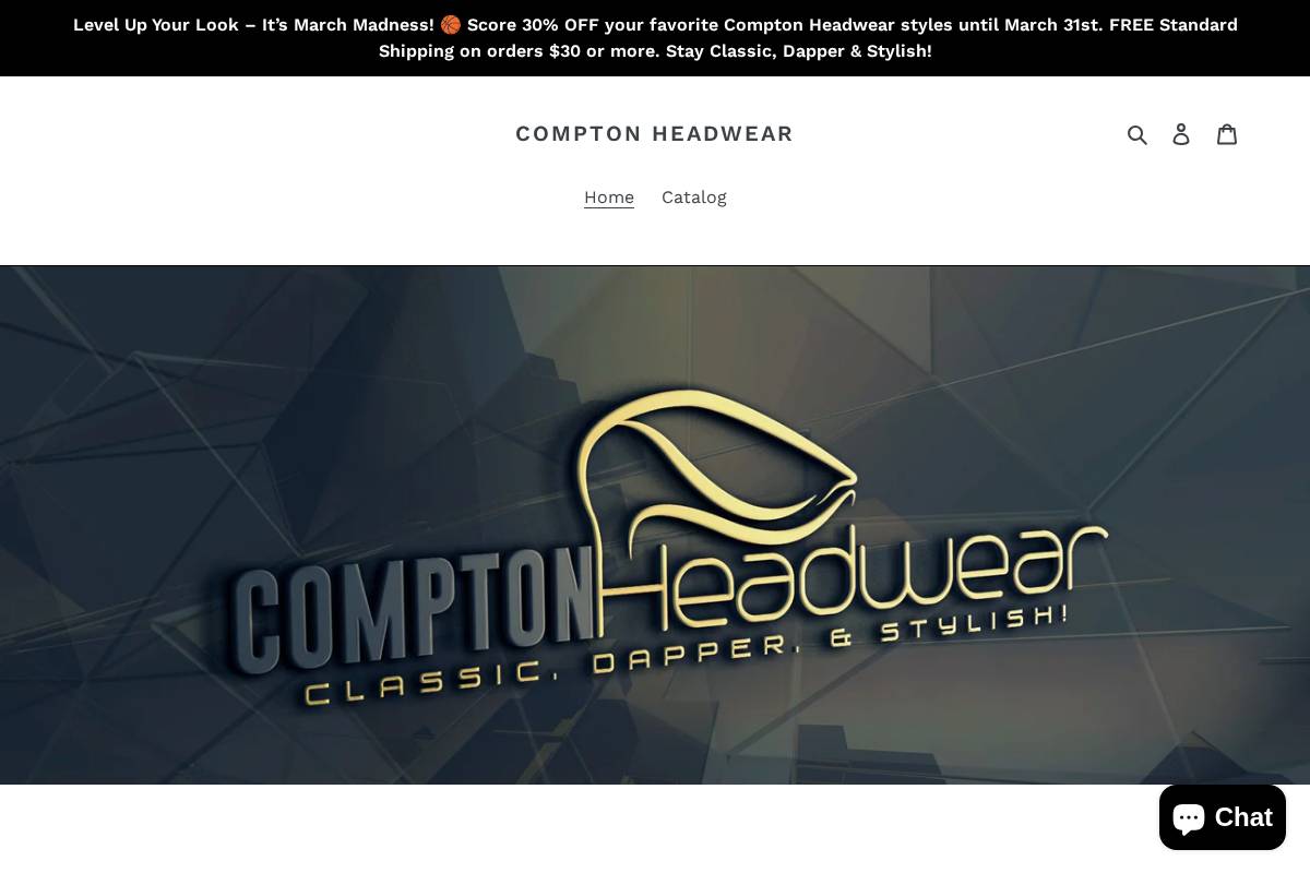 comptonheadwear.com homepage screenshot