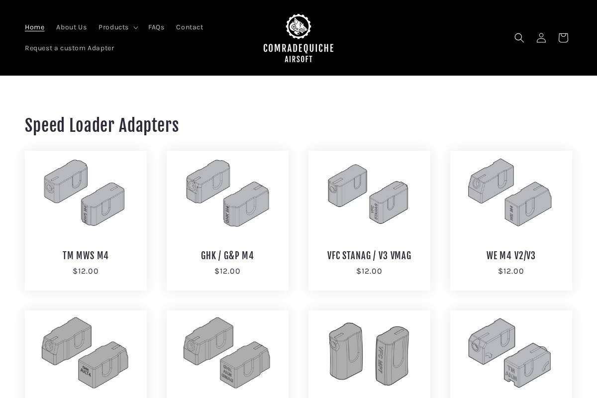 comradequicheairsoft.com homepage screenshot