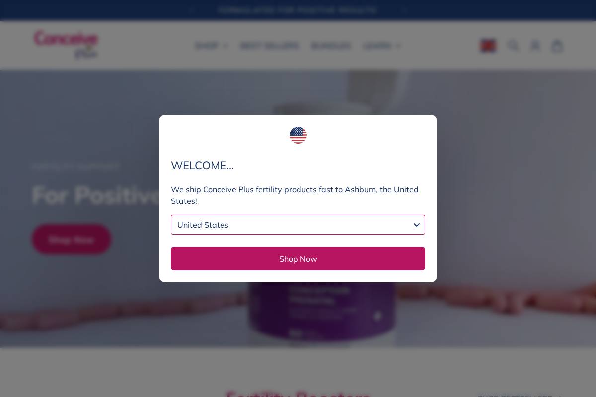 CONCEIVE PLUS - UK Fertility Vitamins homepage screenshot