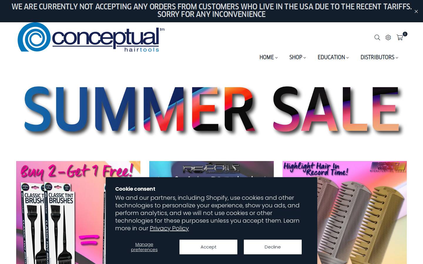 conceptualhairtools.com homepage screenshot