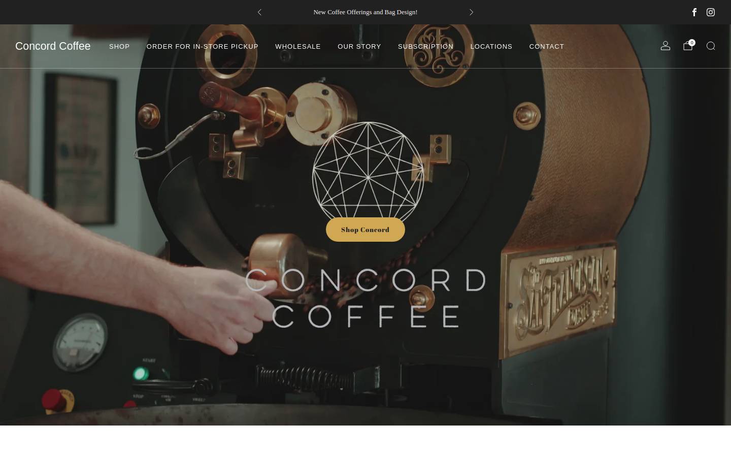 concordcoffee.com homepage screenshot