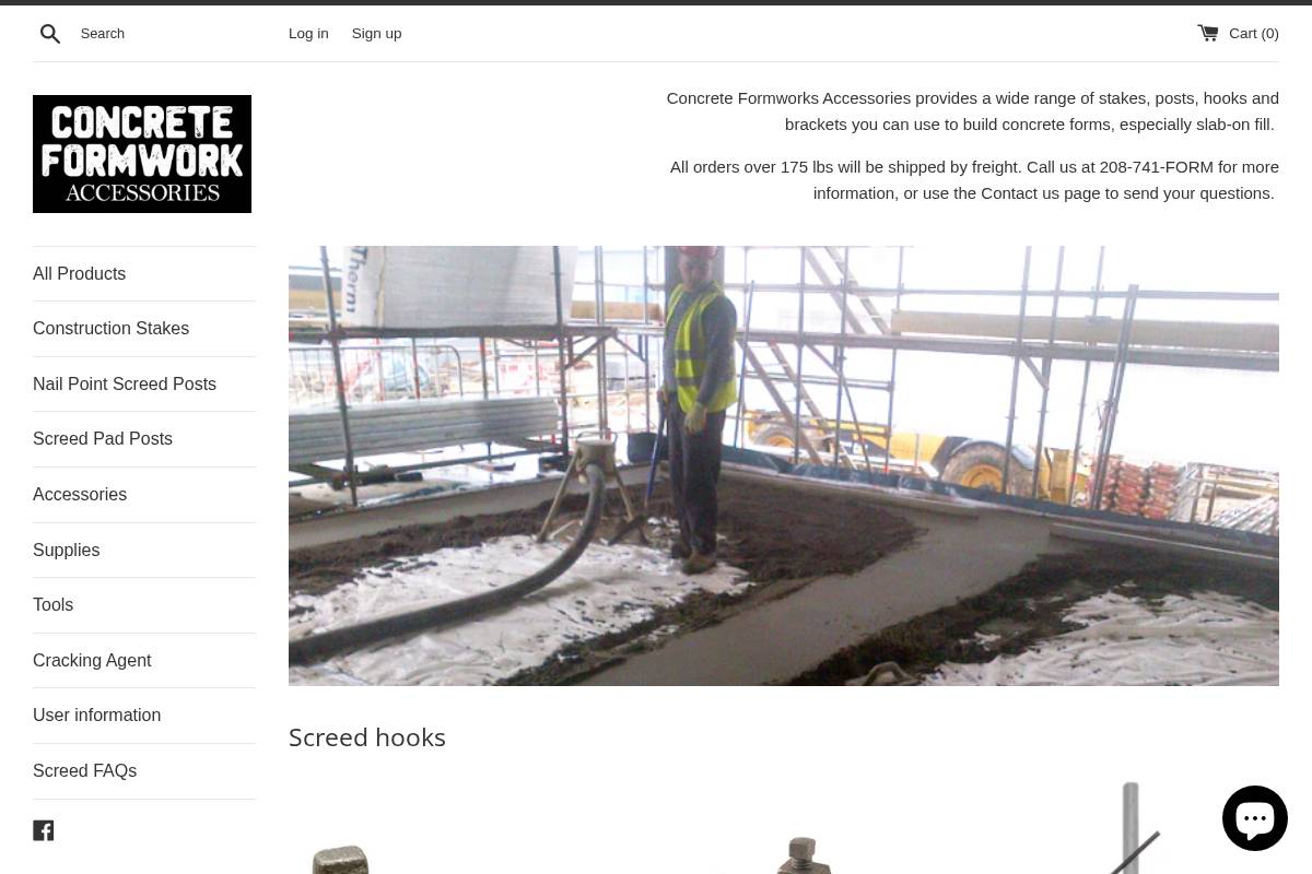 concreteformworkaccessories.com homepage screenshot
