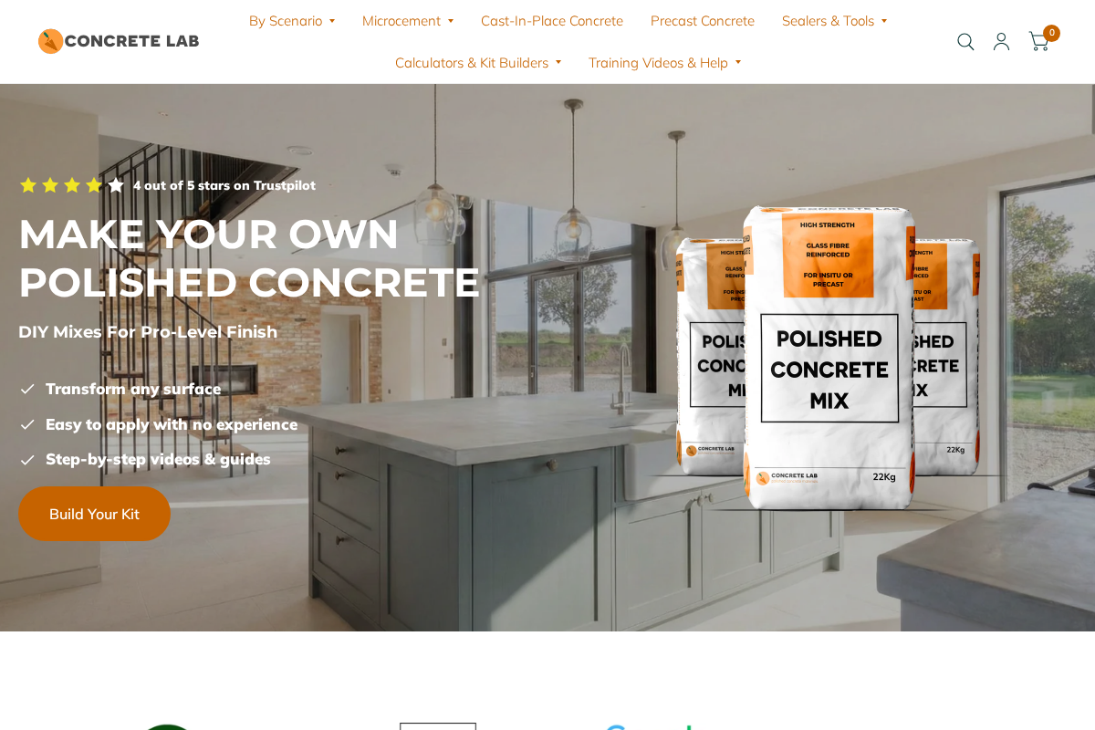 Concrete Lab homepage screenshot