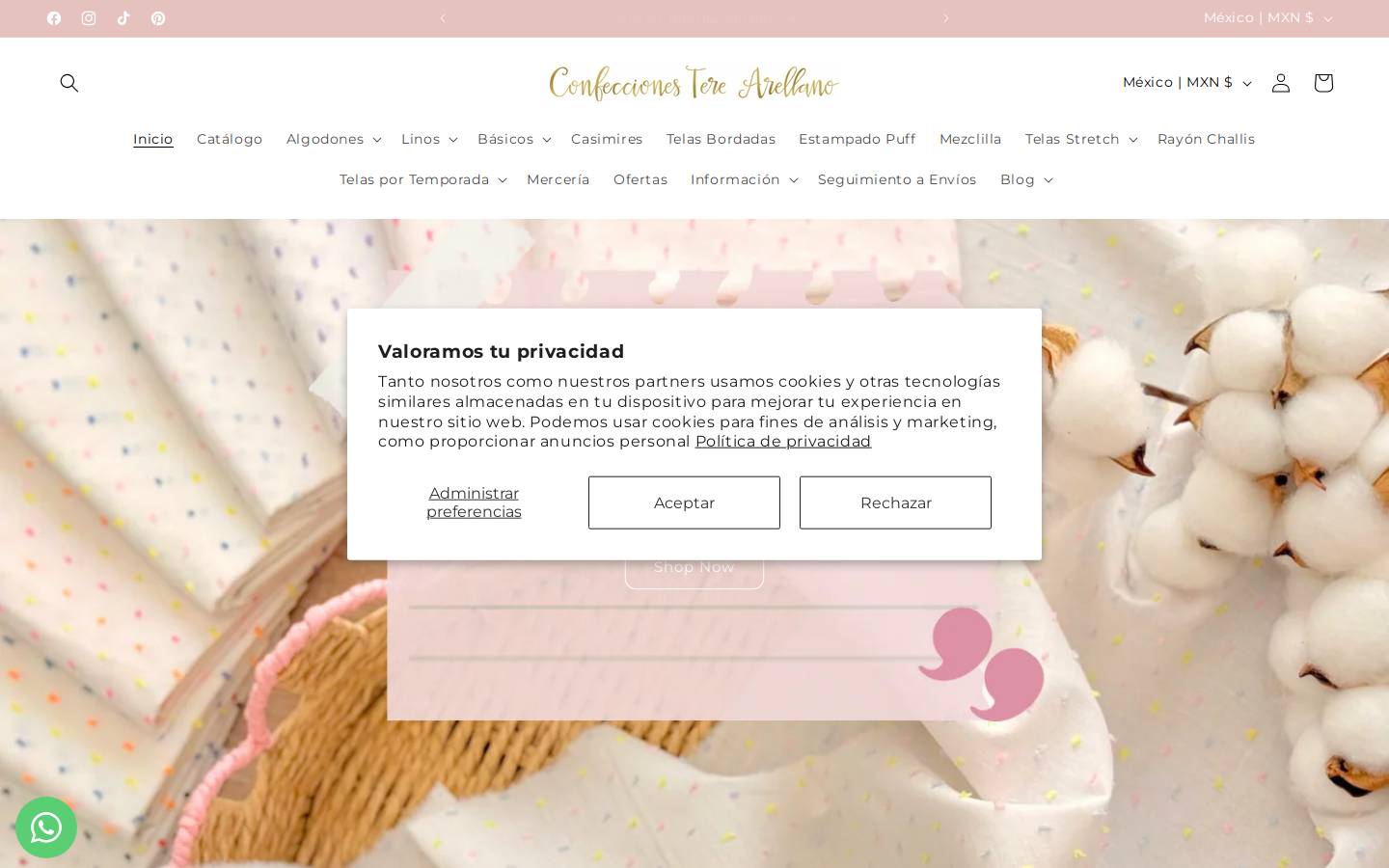 confeccionesterearellano.com homepage screenshot