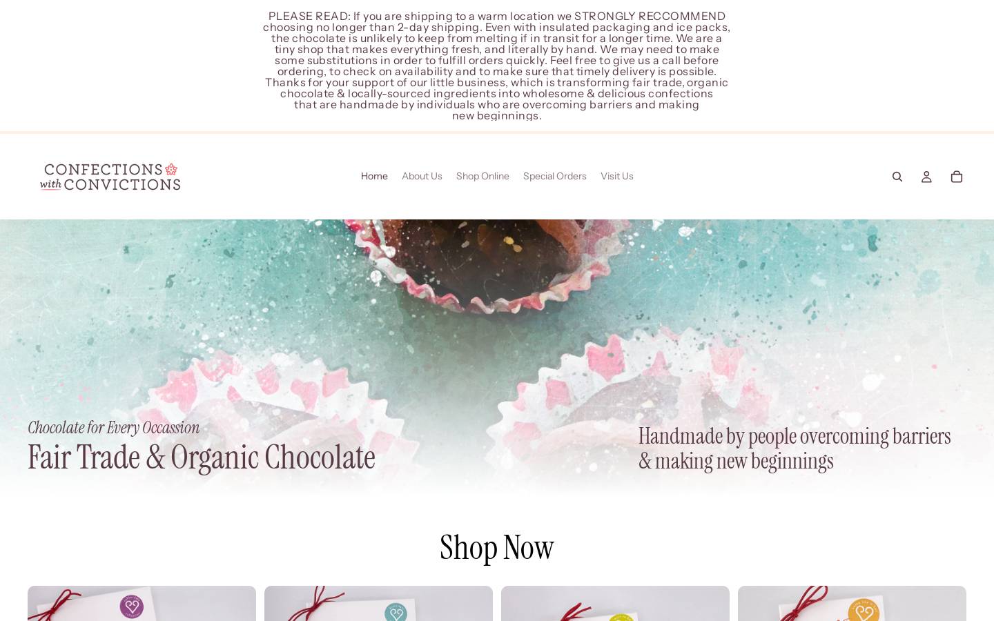 confectionswithconvictions.com homepage screenshot