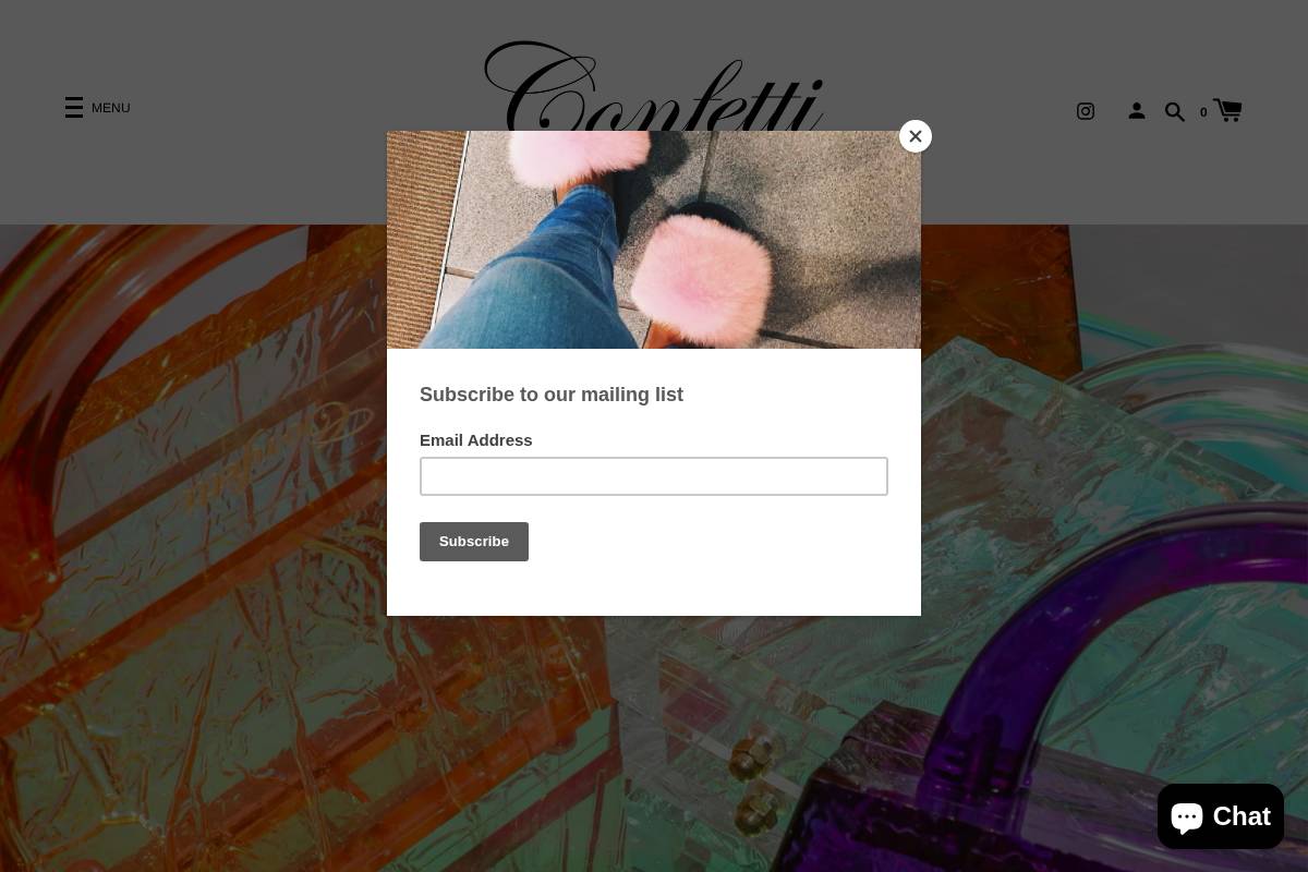confetti-boutique.com homepage screenshot