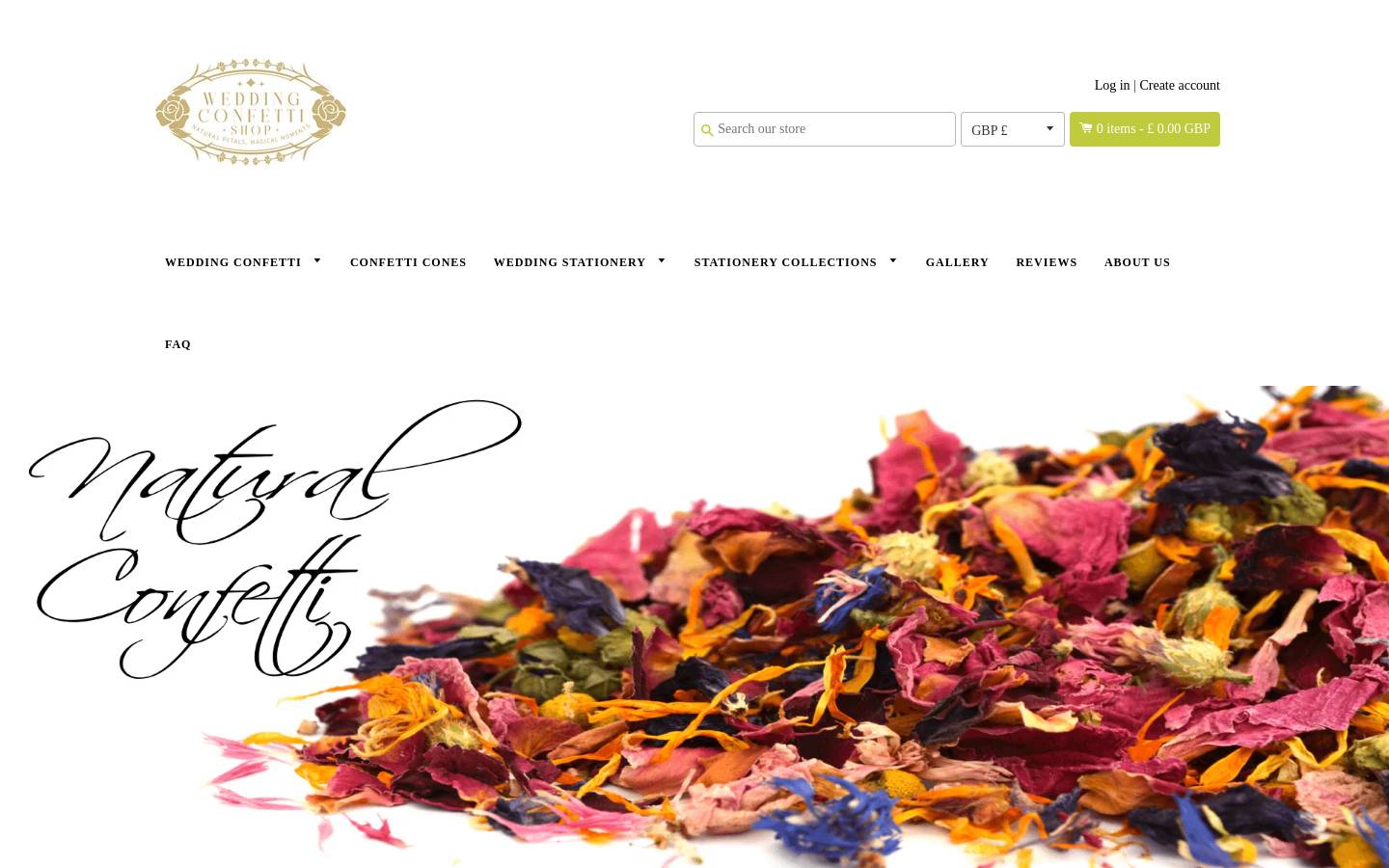 confetti-shop.co.uk homepage screenshot