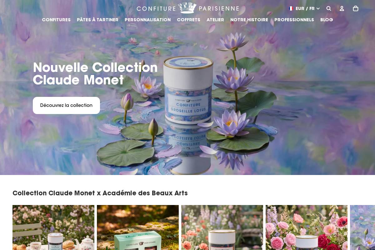 Confiture Parisienne homepage screenshot