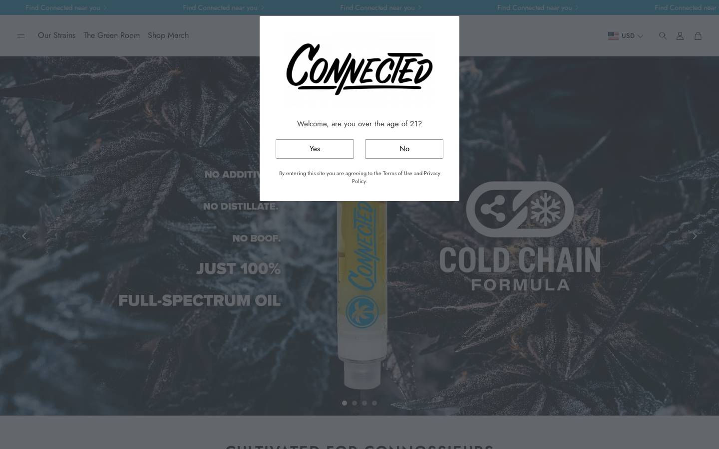 connectedcannabisco.com homepage screenshot