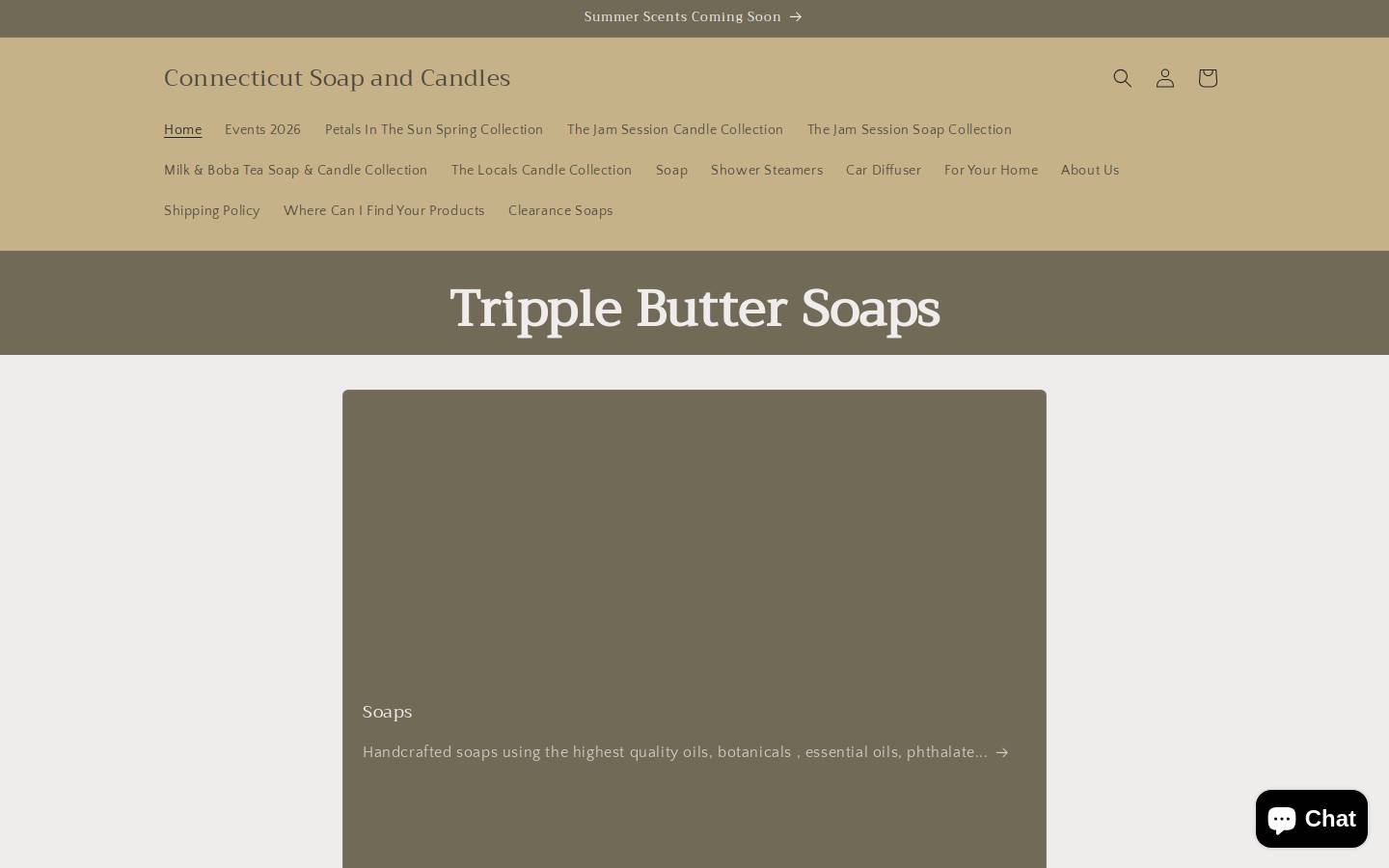 connecticutsoapandcandles.com homepage screenshot