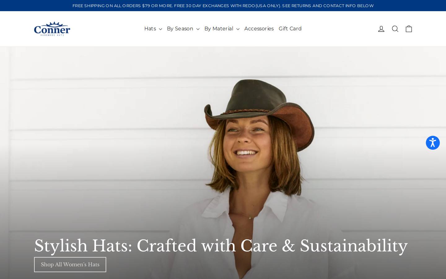 connerhats.com homepage screenshot
