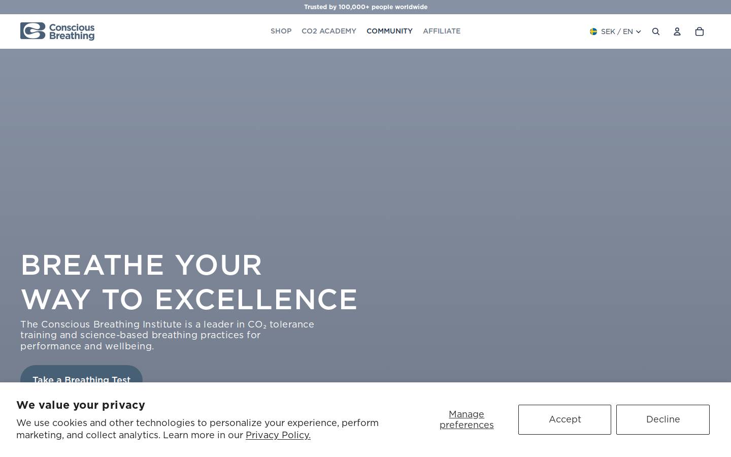 consciousbreathing.com homepage screenshot