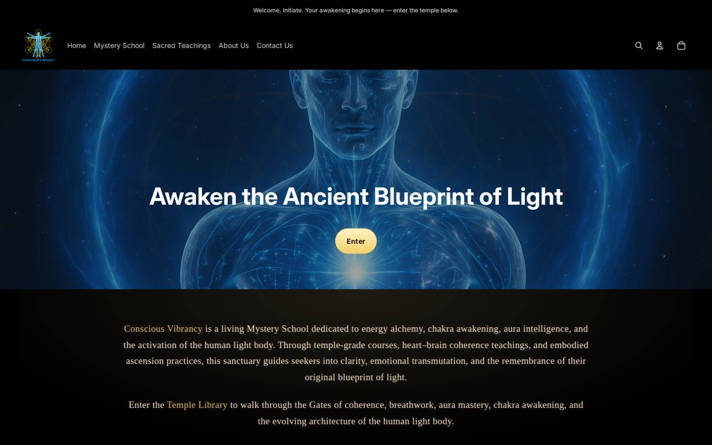 consciousvibrancy.com homepage screenshot