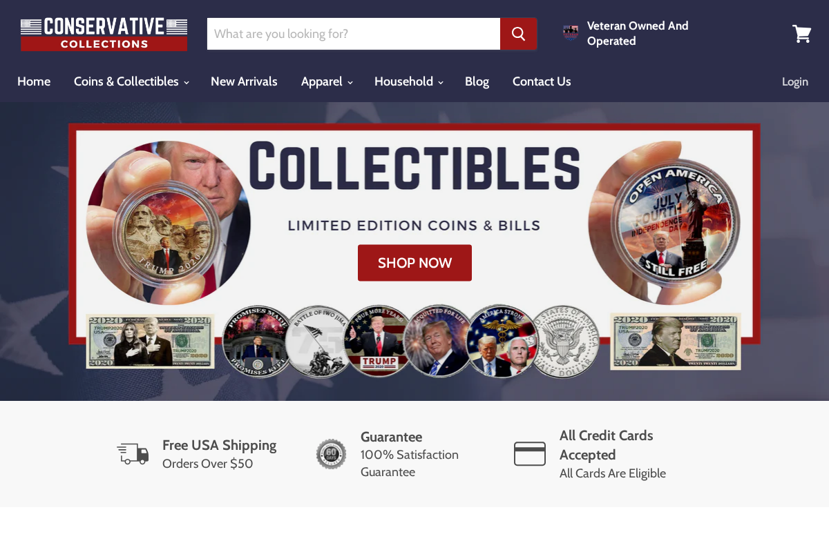 Conservative Collections homepage screenshot