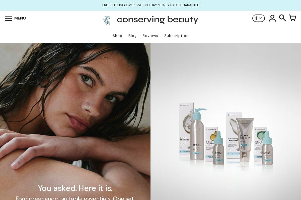 conservingbeauty.com homepage screenshot