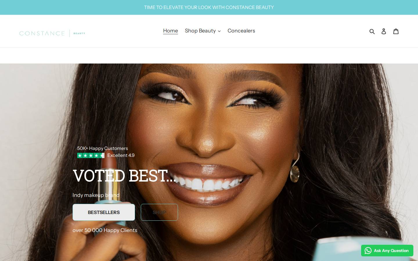 constancebeauty.com homepage screenshot