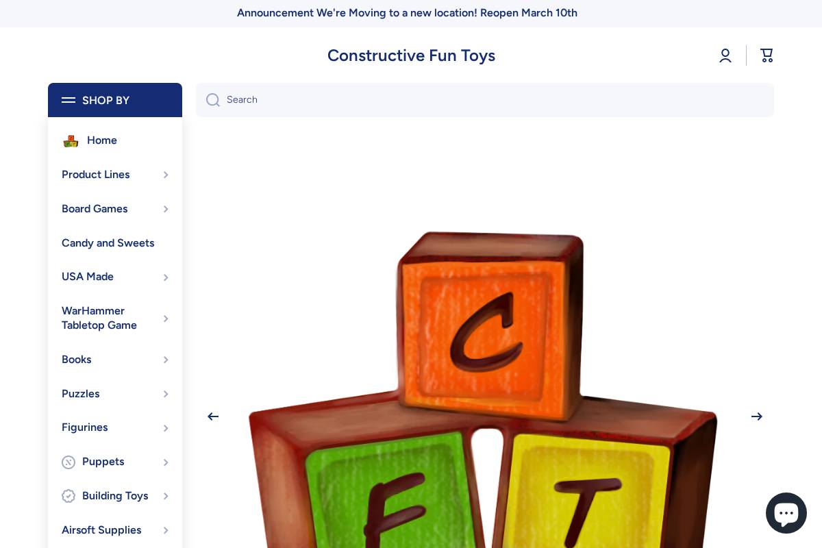 constructivefuntoys.com homepage screenshot