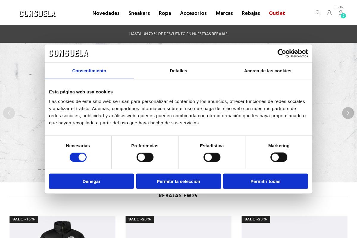 consuelastore.com homepage screenshot
