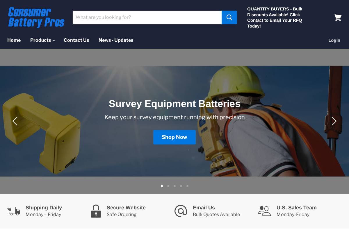consumerbatterypros.com homepage screenshot