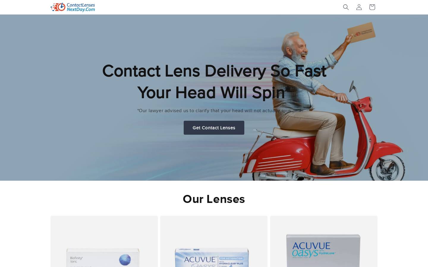 contactlensesnextday.com homepage screenshot