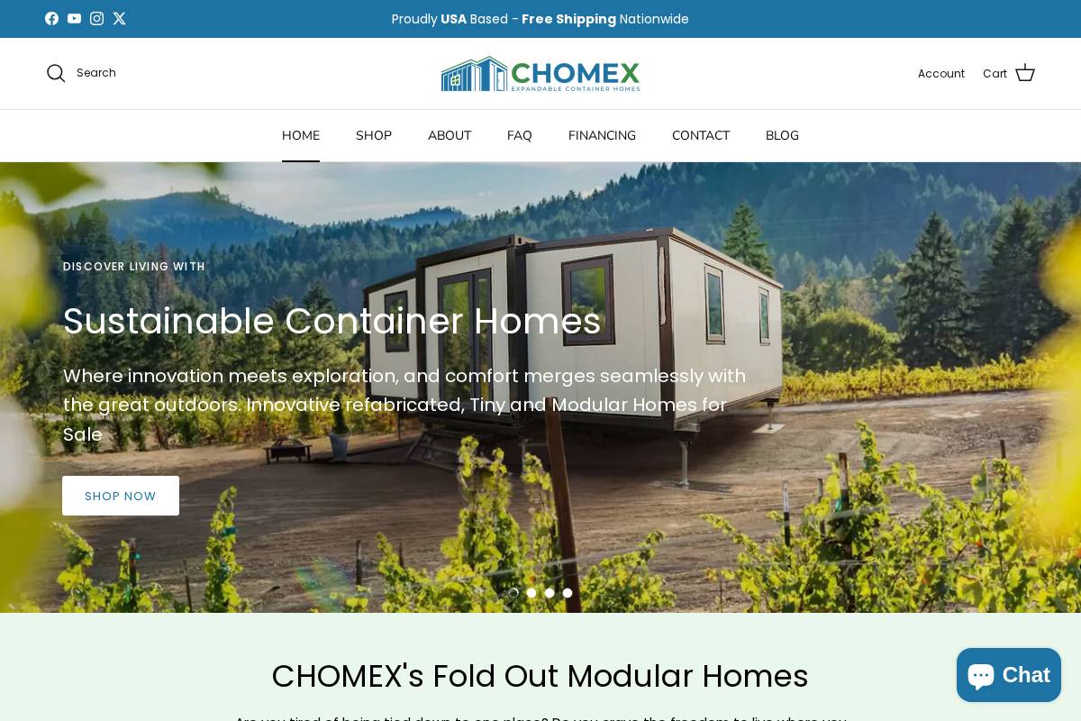 CHOMEX: Sustainable Prefab Expandable Container Homes homepage screenshot
