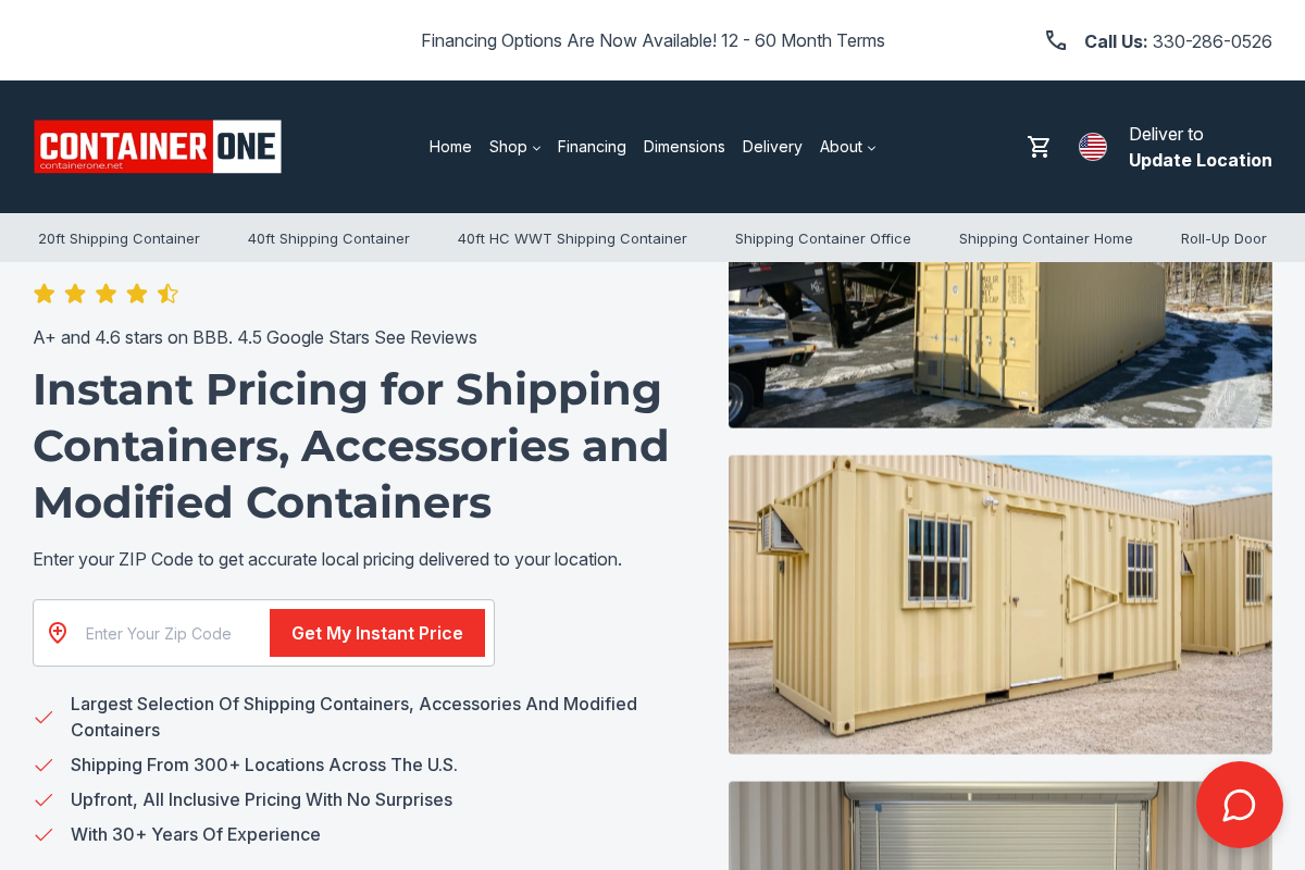 Container One homepage screenshot