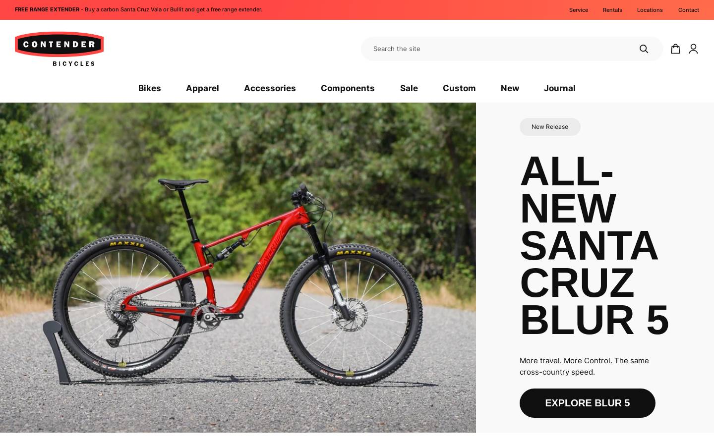 Contender Bicycles homepage screenshot
