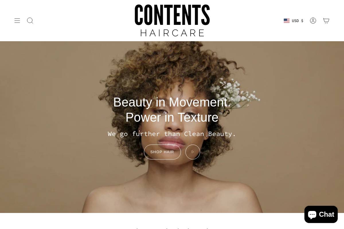 contentshaircare.com homepage screenshot