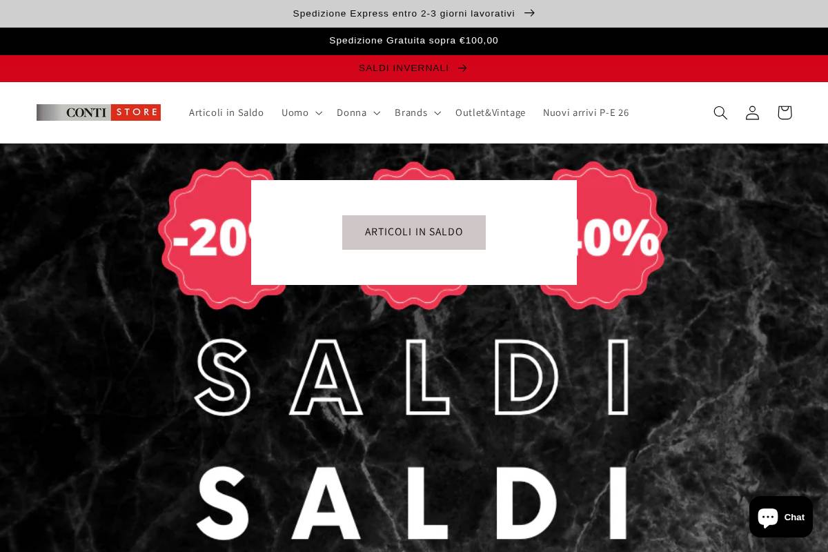 contiabbigliamento.com homepage screenshot