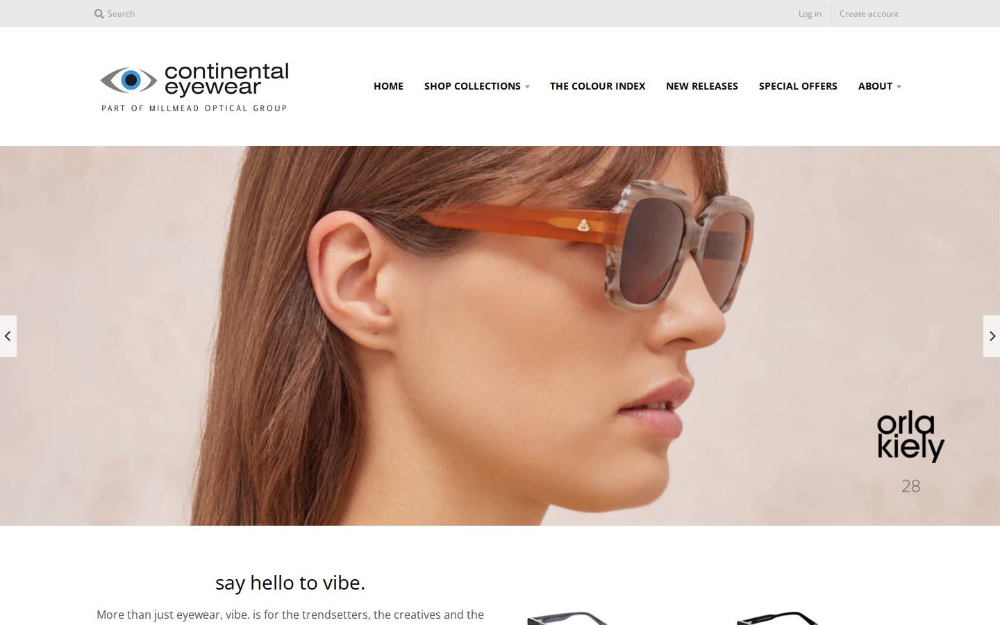 continental-eyewear.com homepage screenshot