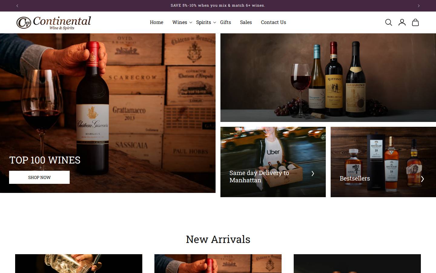 continentalws.com homepage screenshot