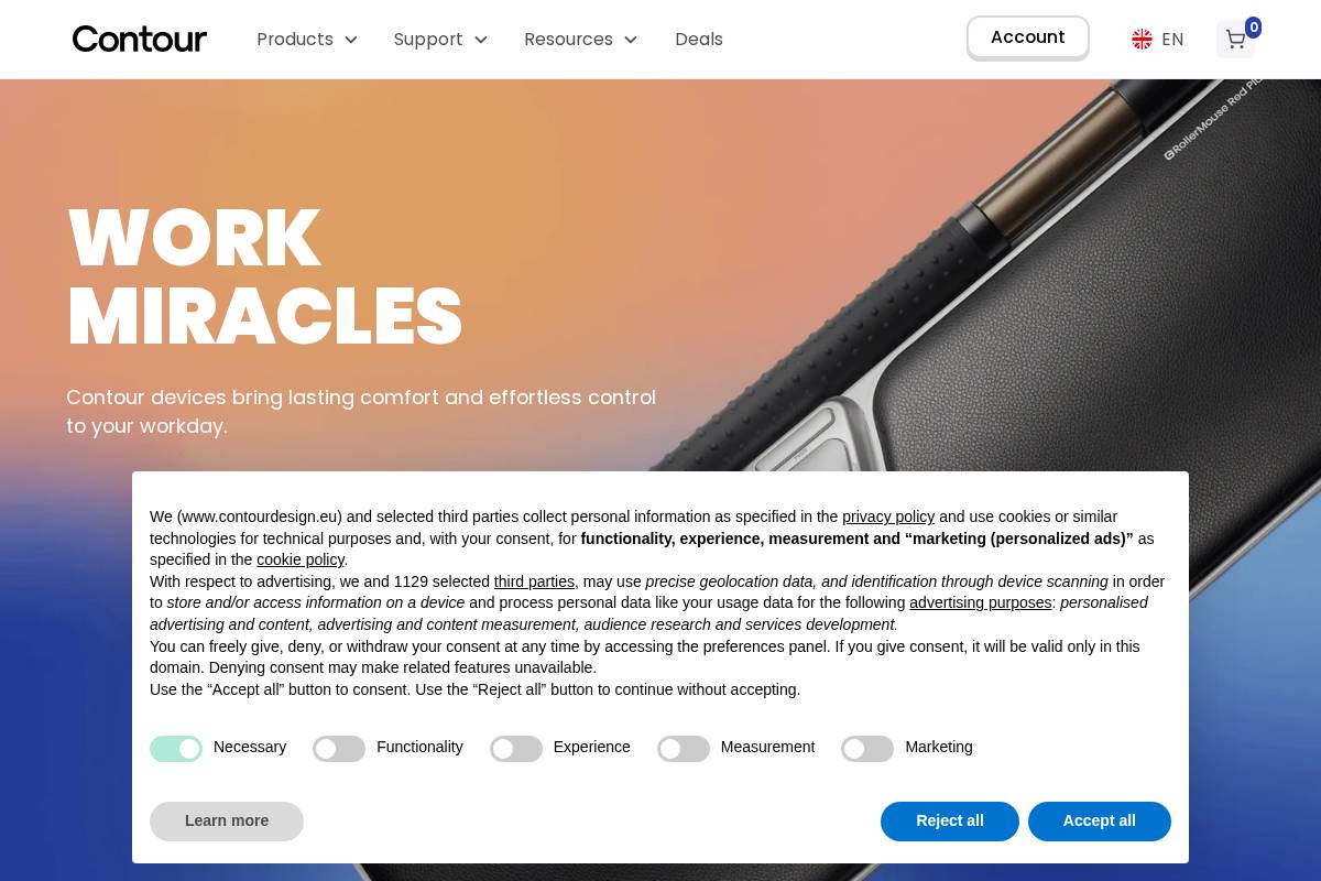 Contour Design homepage screenshot