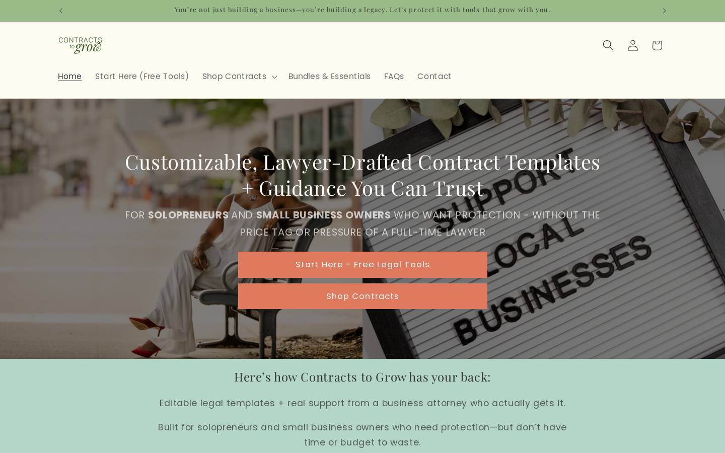 contractstogrow.com homepage screenshot
