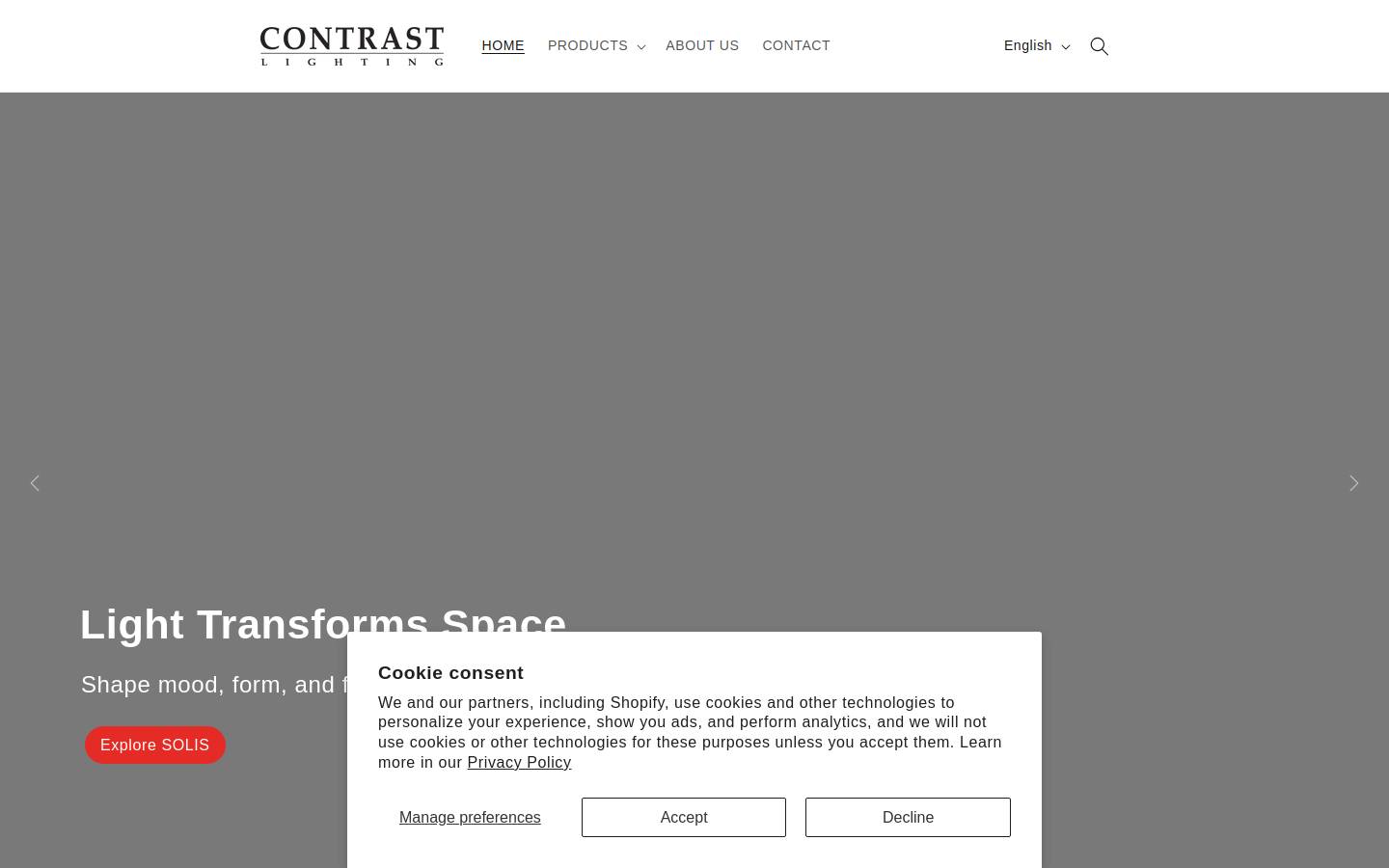 contrast-lighting.ca homepage screenshot