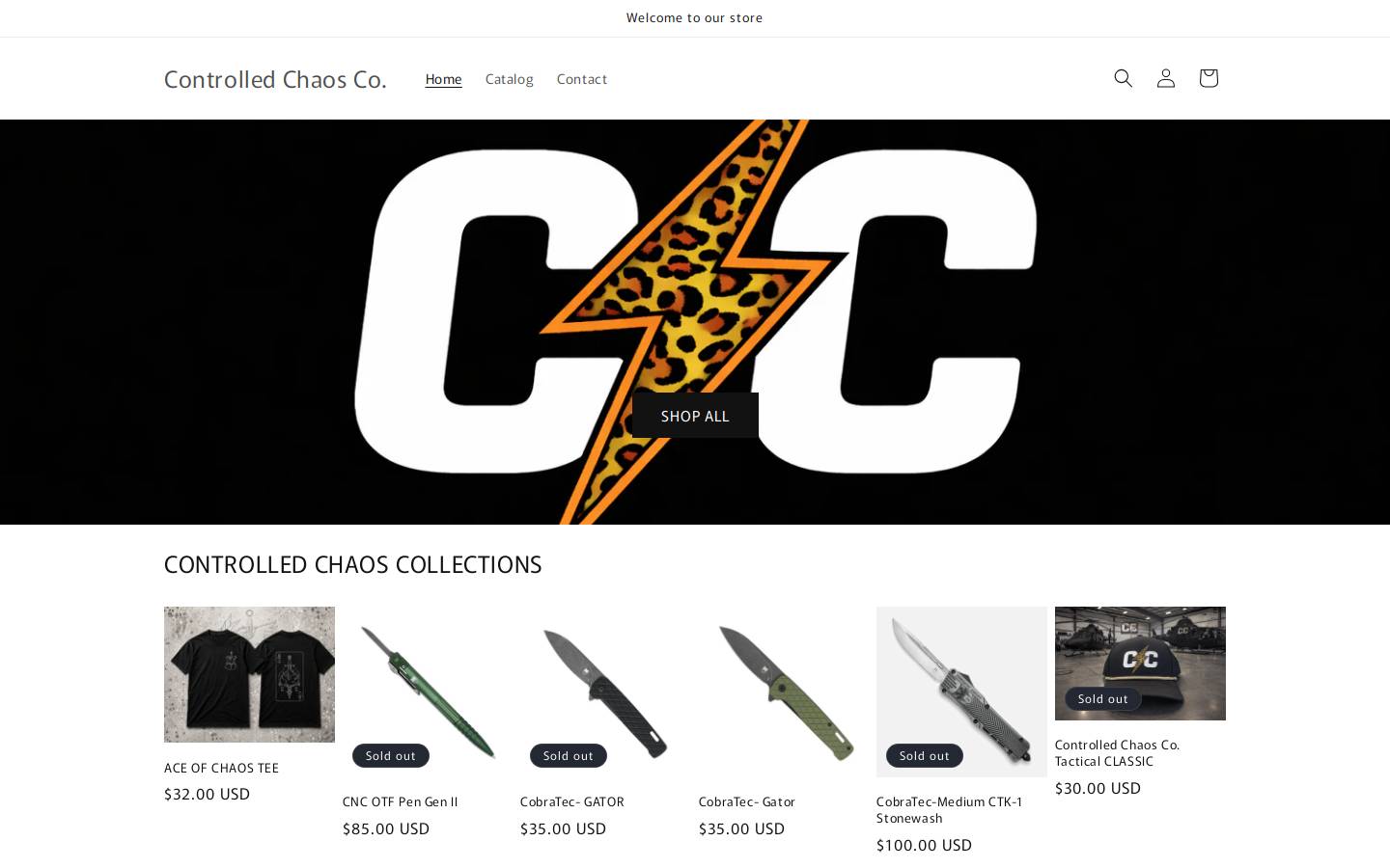 controlledchaosshop.com homepage screenshot