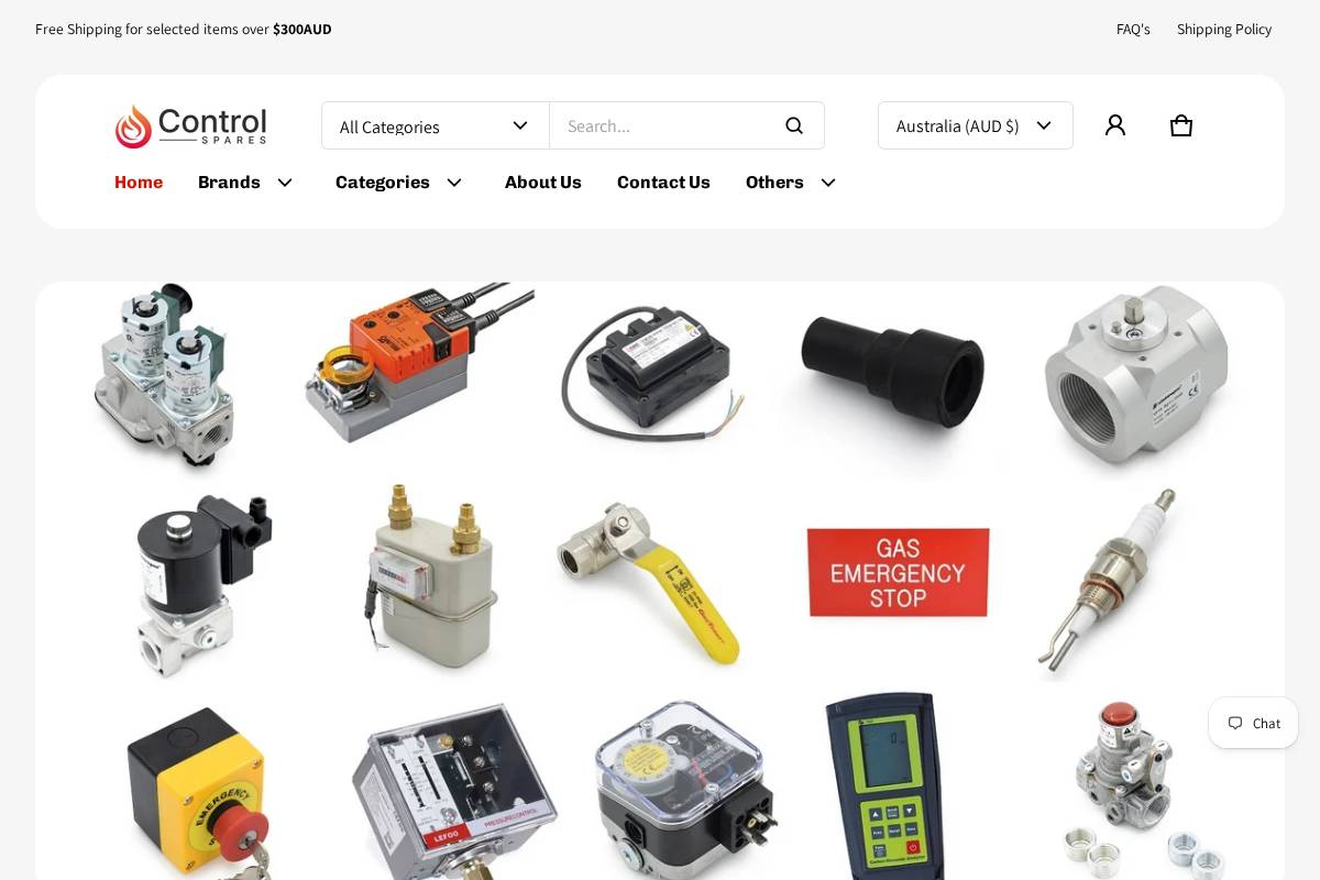 controlspares.com.au homepage screenshot