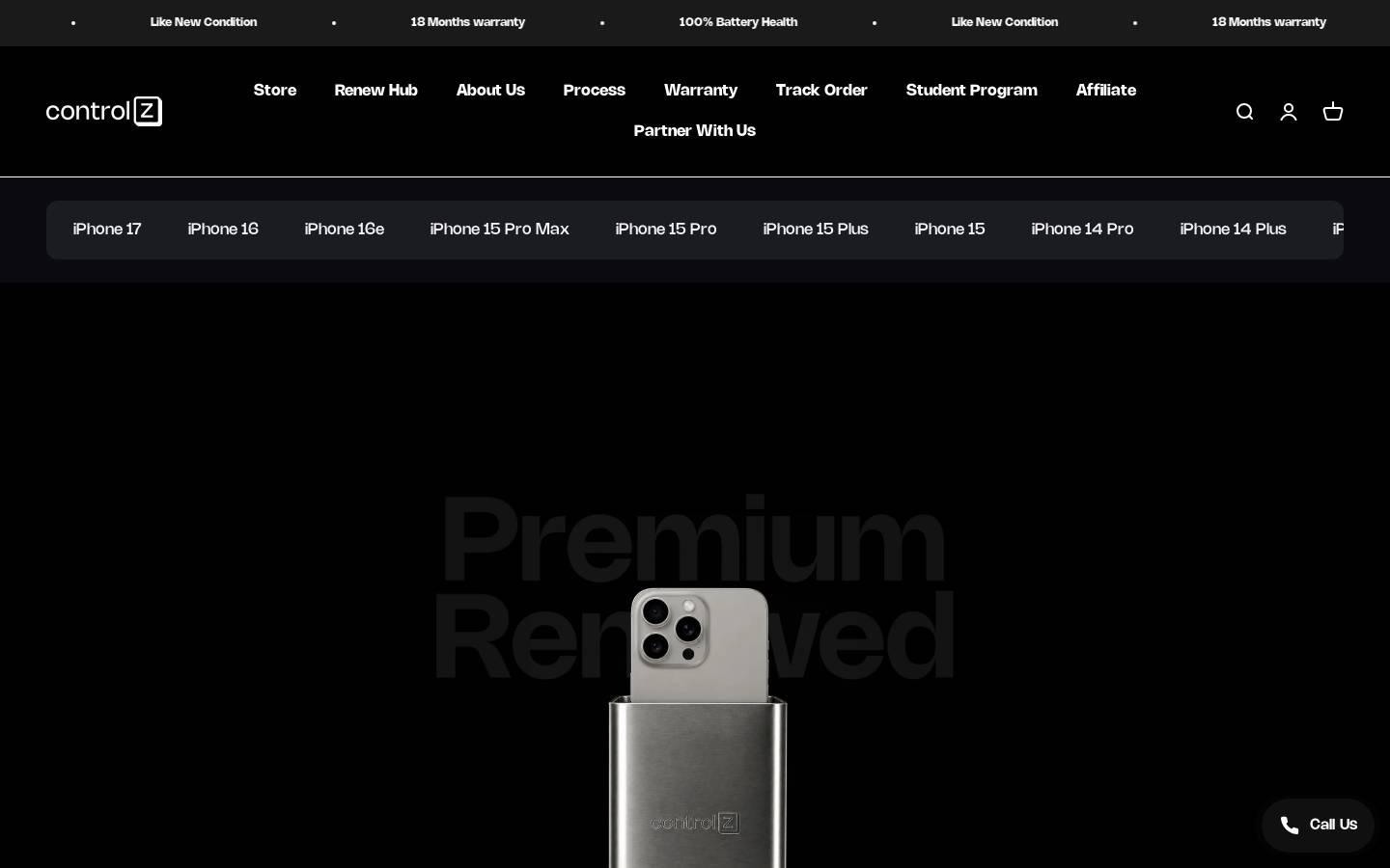 Control Z homepage screenshot