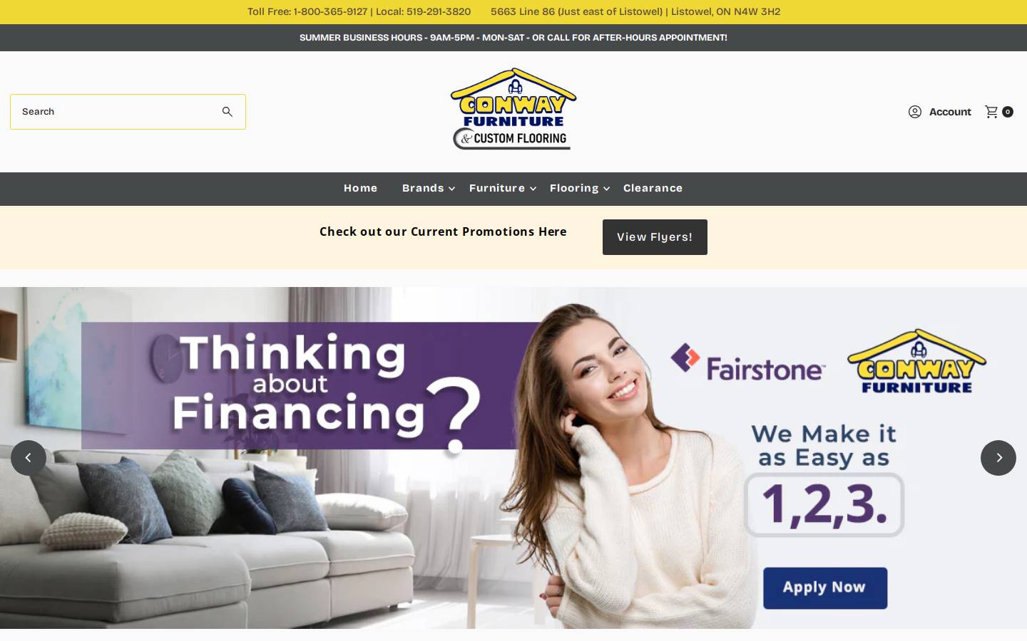 conwayfurniture.com homepage screenshot