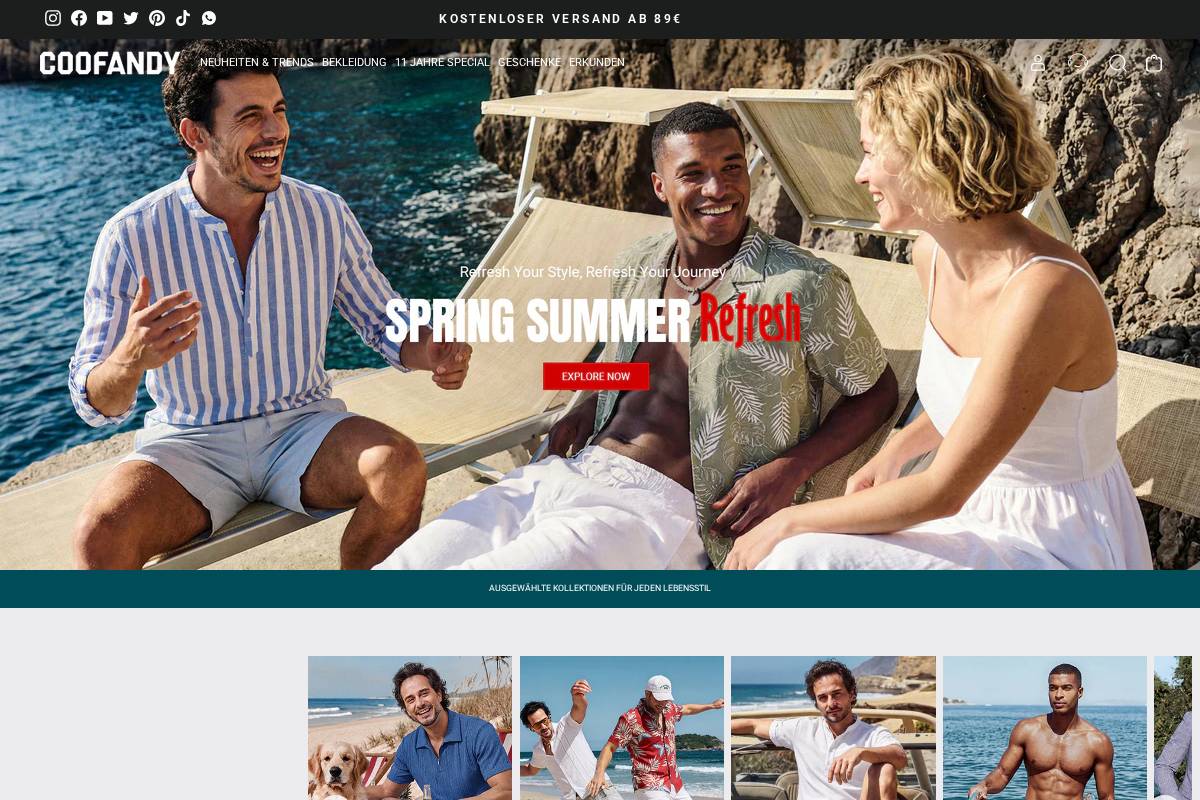 Coofandy homepage screenshot