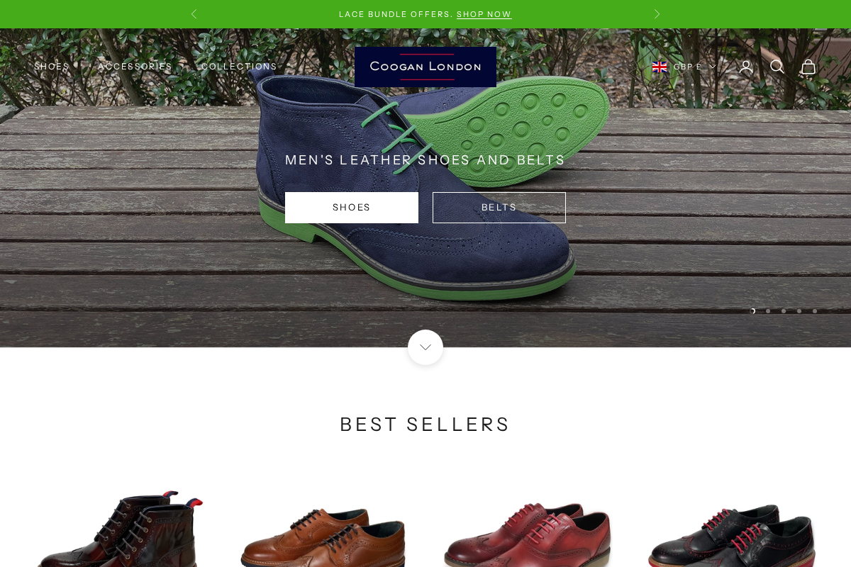 Coogan London Shoes homepage screenshot