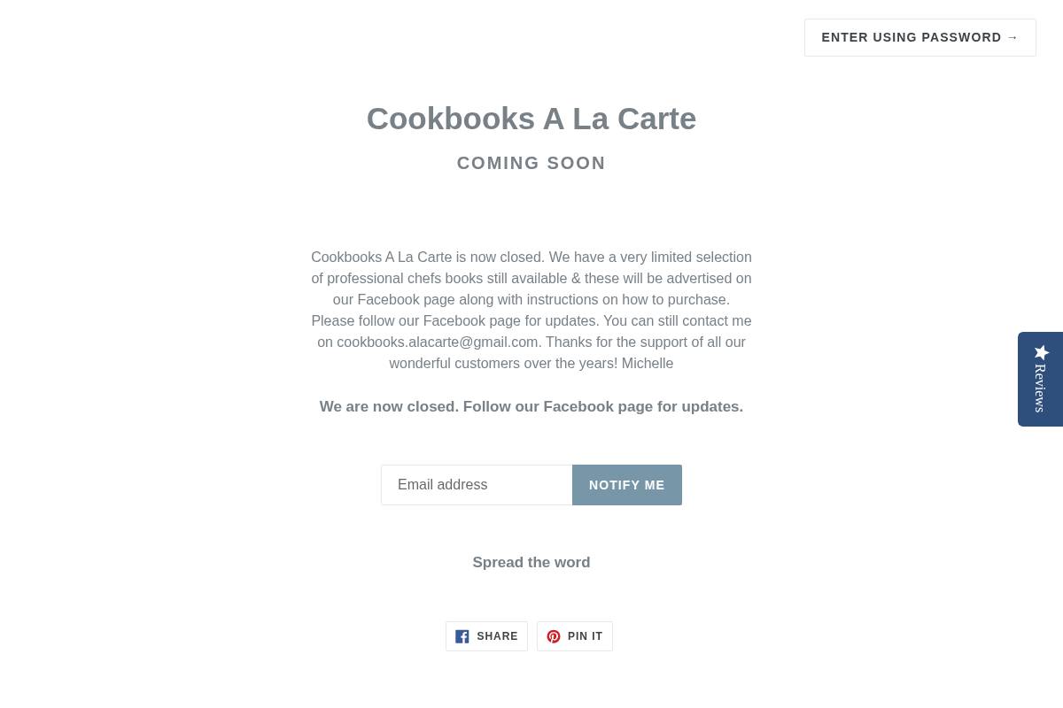 cookbooksalacarte.com.au homepage screenshot