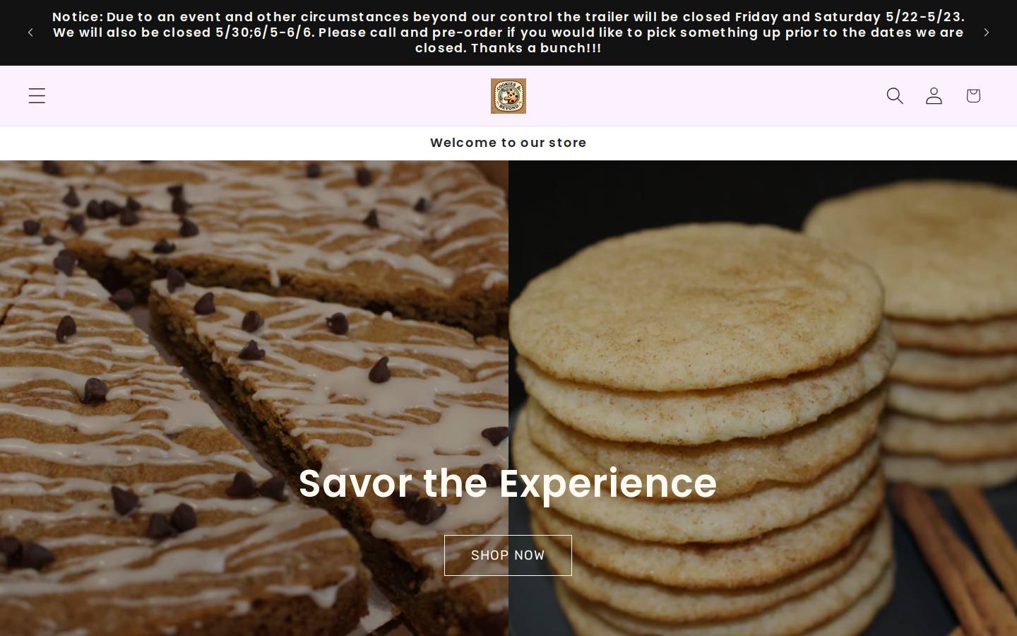 cookiesandbeyond.com homepage screenshot