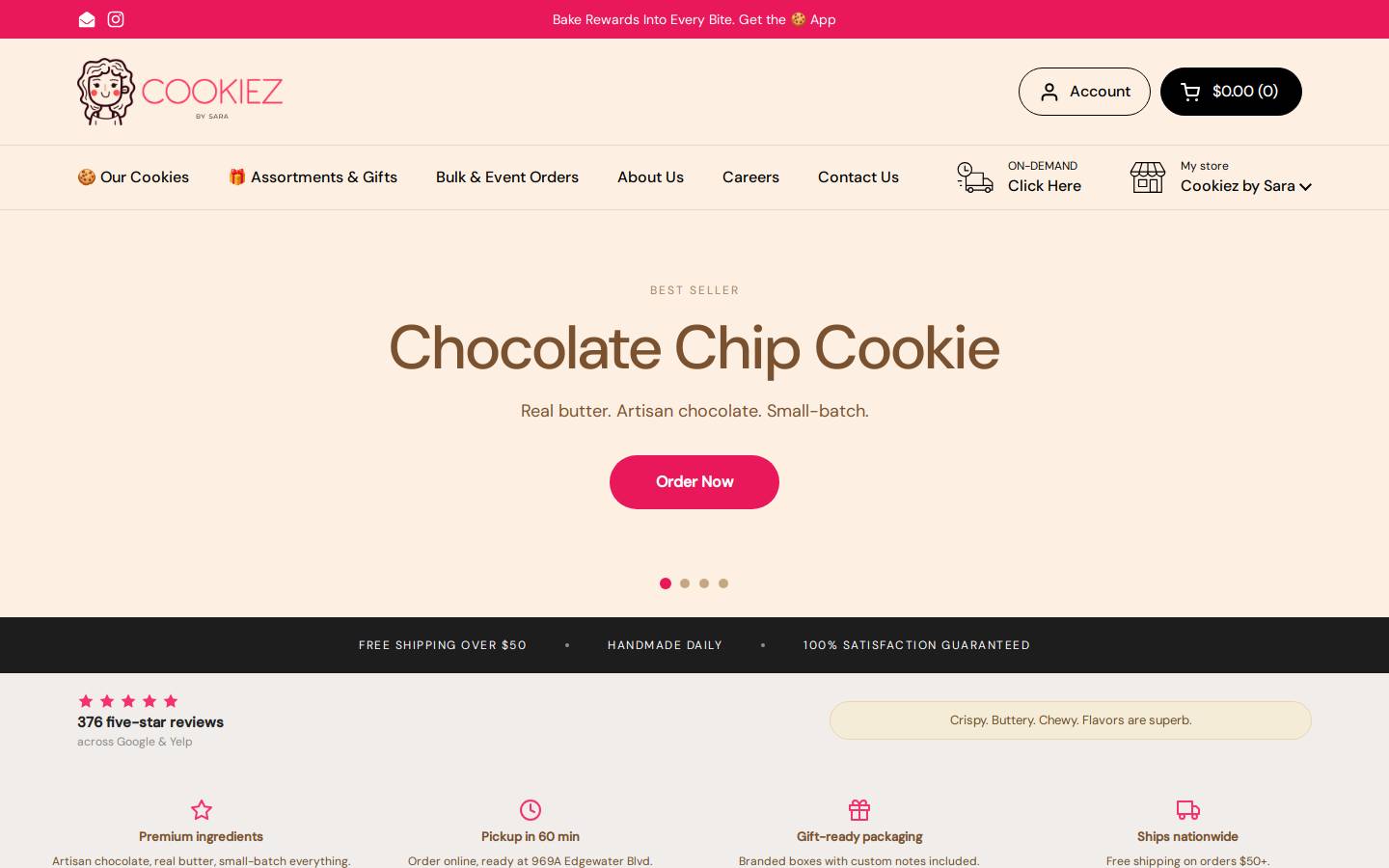 cookiezbysara.com homepage screenshot