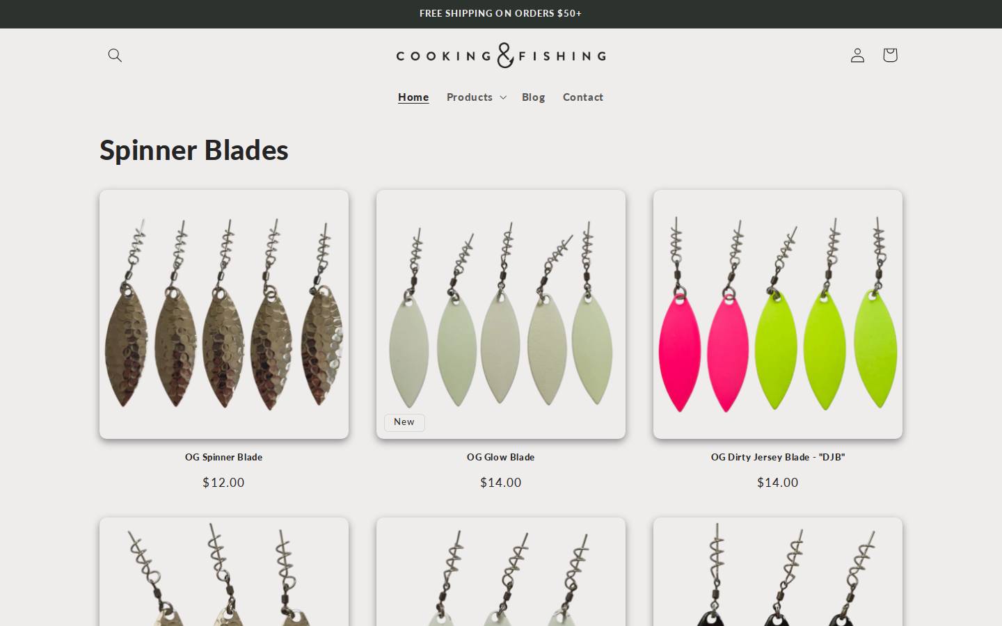 cookingandfishing.com homepage screenshot