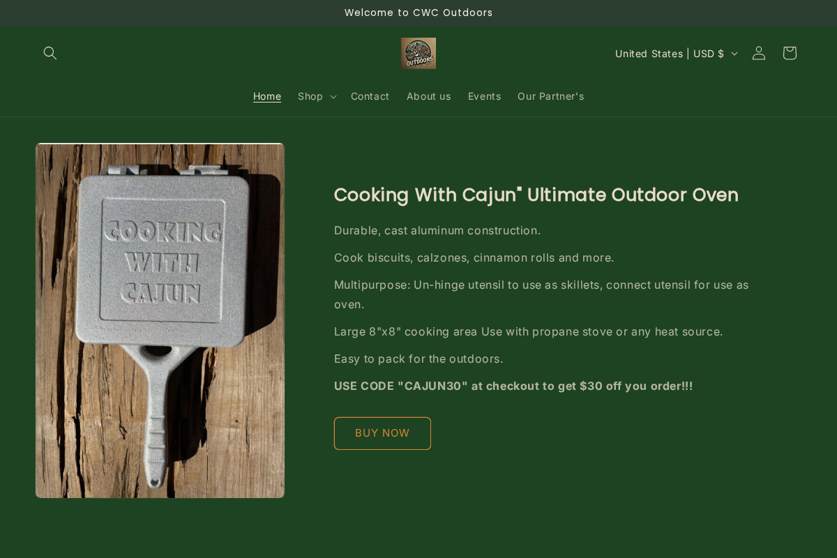 Cooking with Cajun homepage screenshot