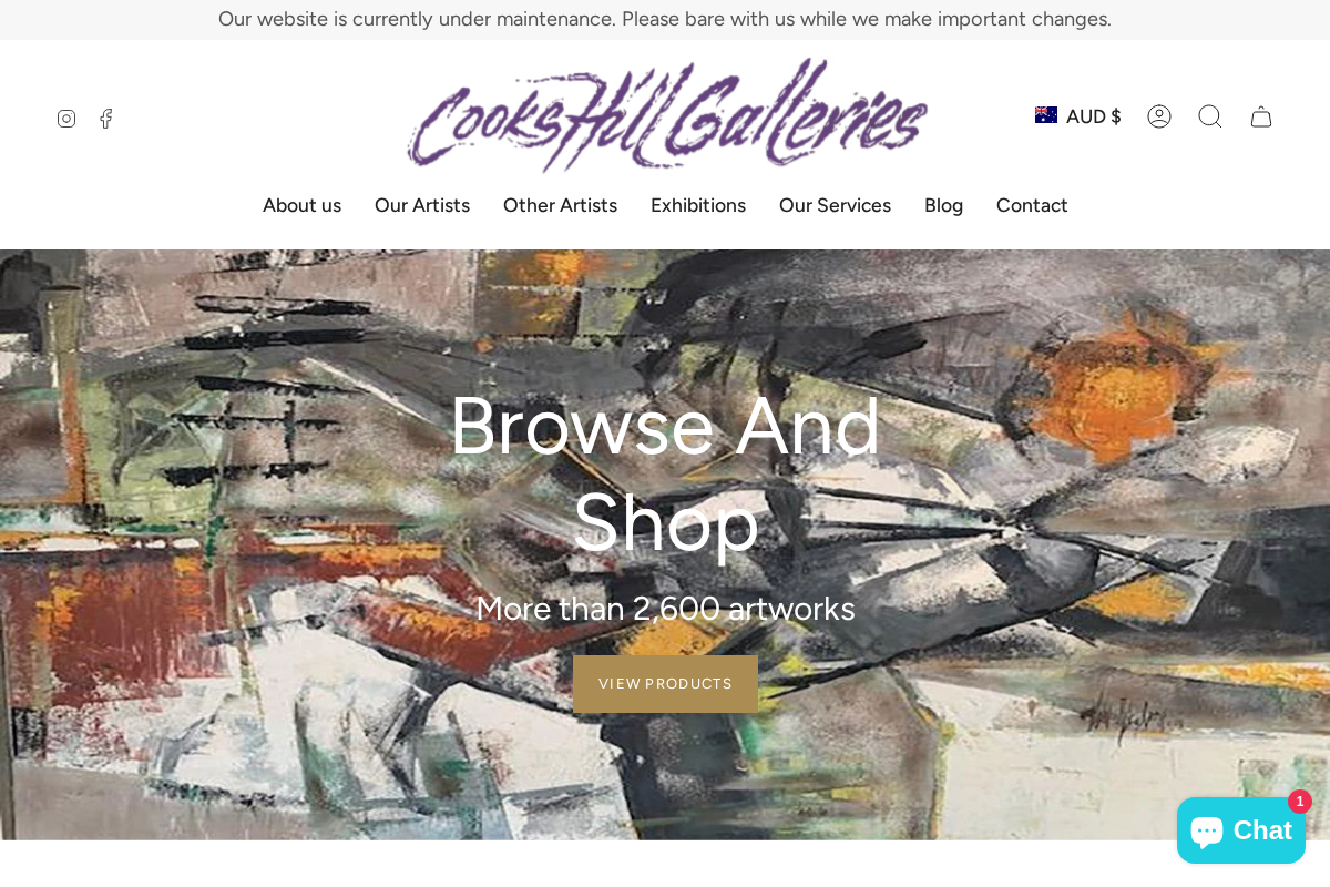 Cooks Hill Galleries homepage screenshot