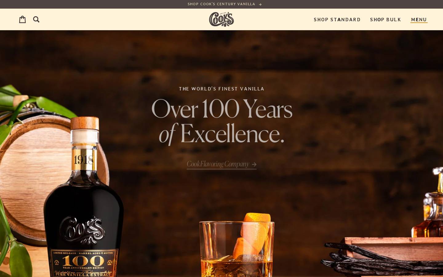 Cooksvanilla homepage screenshot