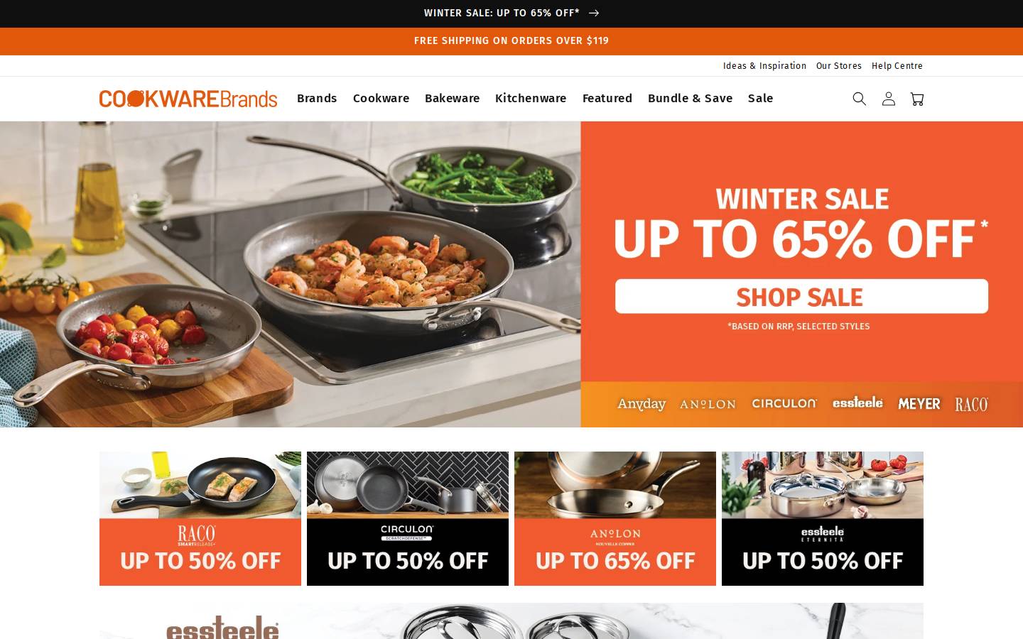 Cookwarebrands homepage screenshot