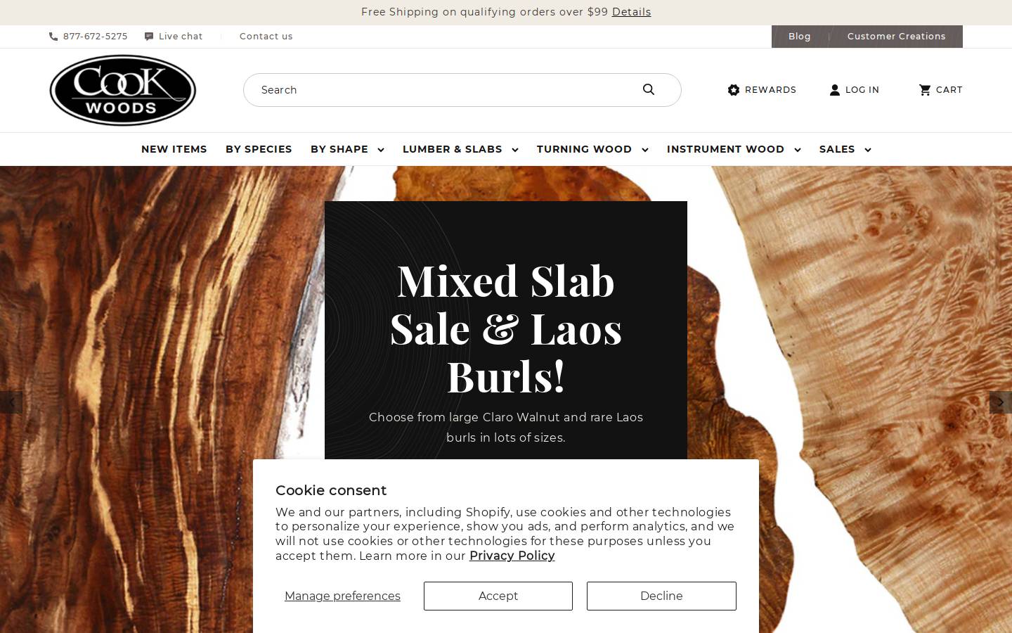 cookwoods.com homepage screenshot